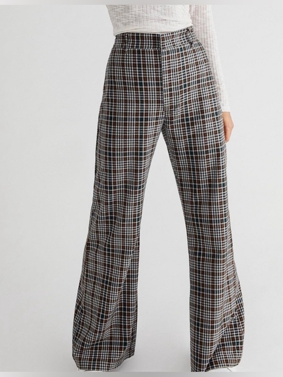 Free People Pants - Free  People Plaid Jules Wide Leg Pants - Teal/Brown 10